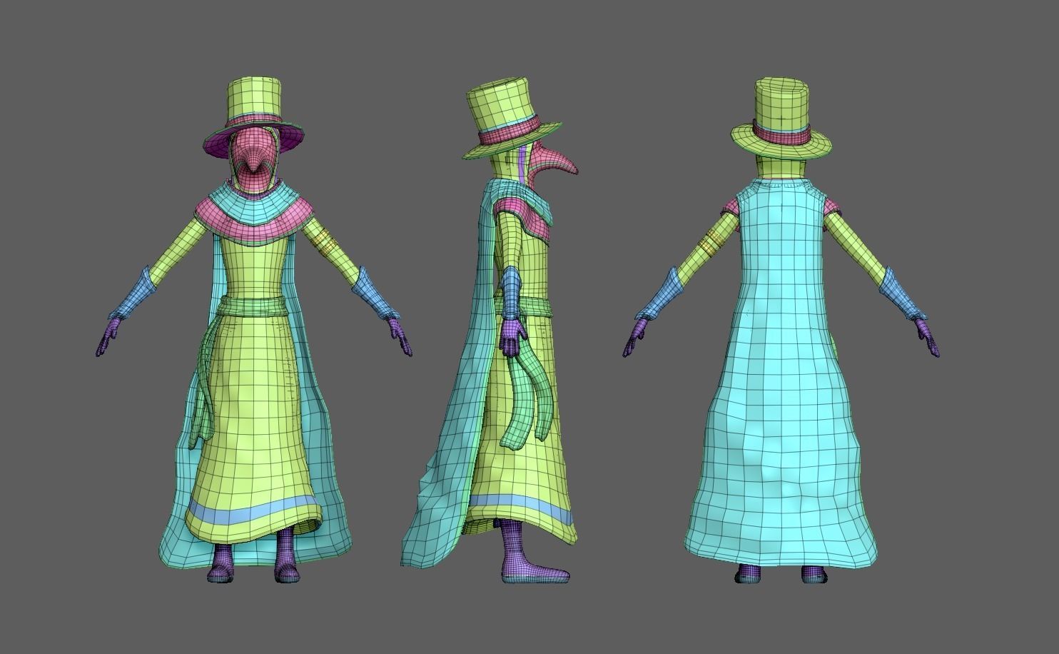 Plague Doctor  Robe - Character Skin Costume Outfit Low-poly 3D model_9