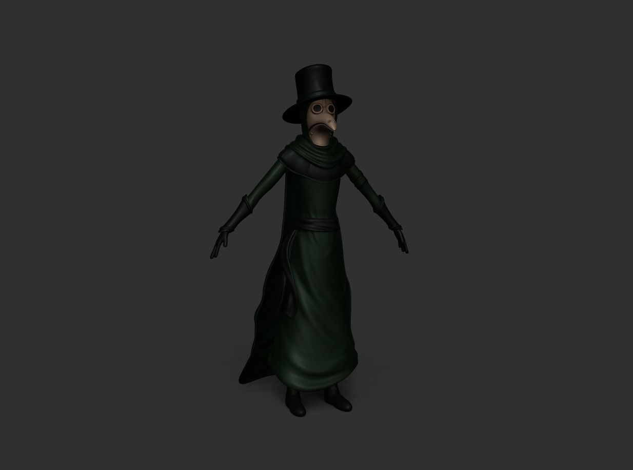 Plague Doctor  Robe - Character Skin Costume Outfit Low-poly 3D model_5
