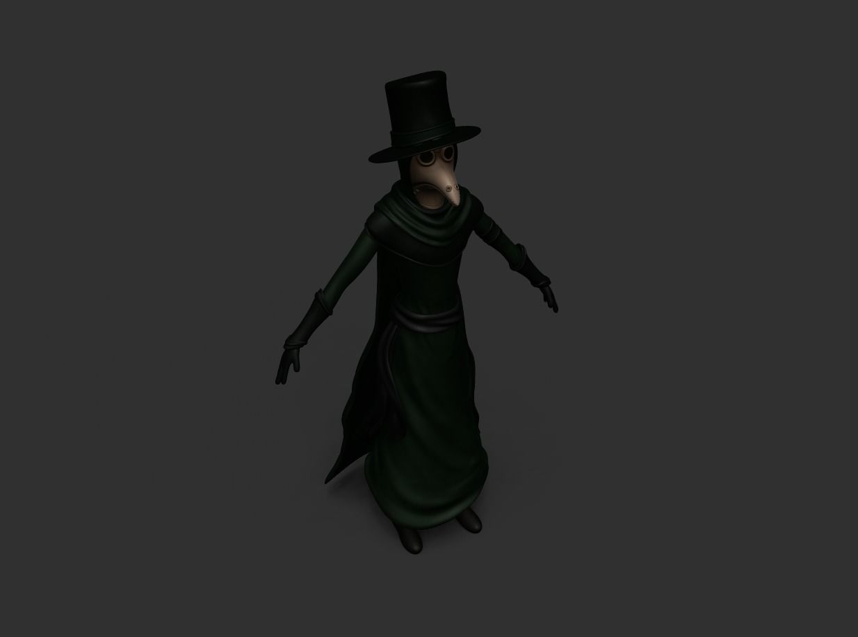 Plague Doctor  Robe - Character Skin Costume Outfit Low-poly 3D model_4
