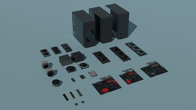 Computer Parts Low-poly 3D model