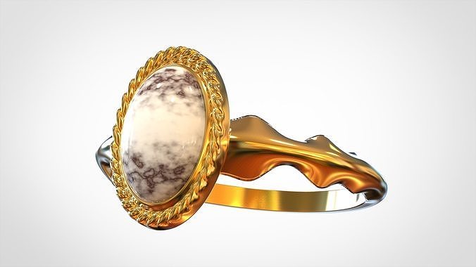 Ring With White Marble Free 3D print model