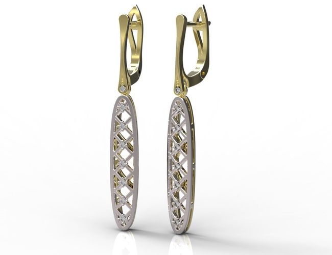 Earrings gold diamond drop 3D print model