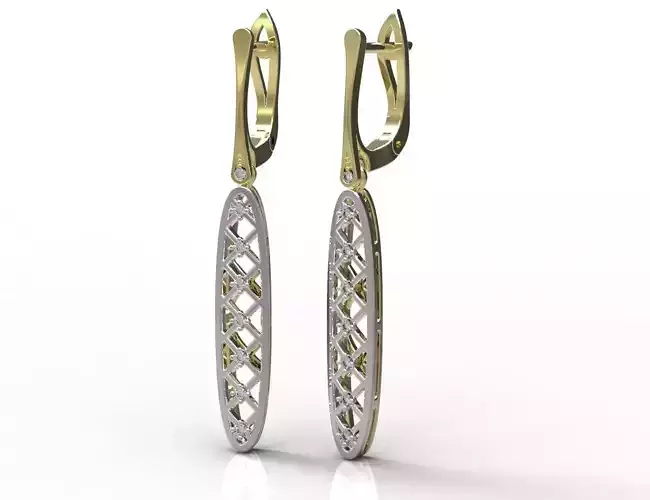 Earrings gold diamond drop 3D print model