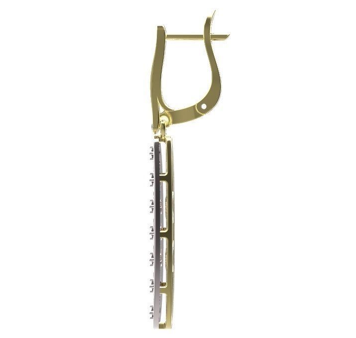 Earrings gold diamond drop 3D print model_2