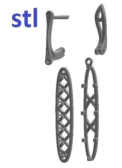 Earrings gold diamond drop 3D print model_6