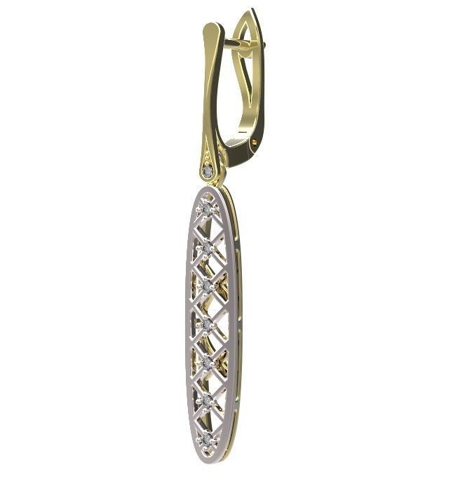 Earrings gold diamond drop 3D print model_5