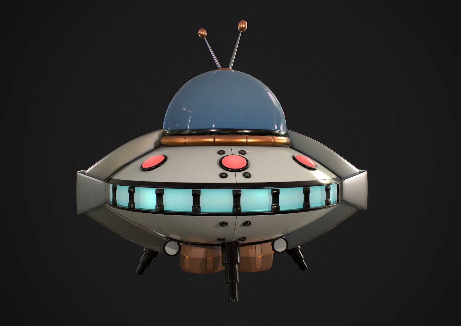 Cartoon Spaceship PBR Low-poly 3D model_2