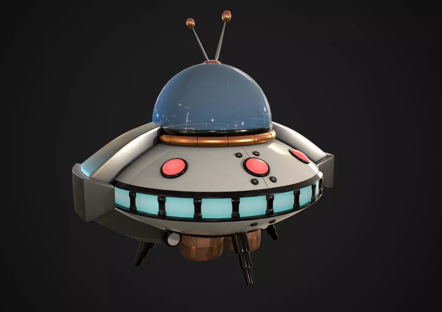 Cartoon Spaceship PBR Low-poly 3D model_0