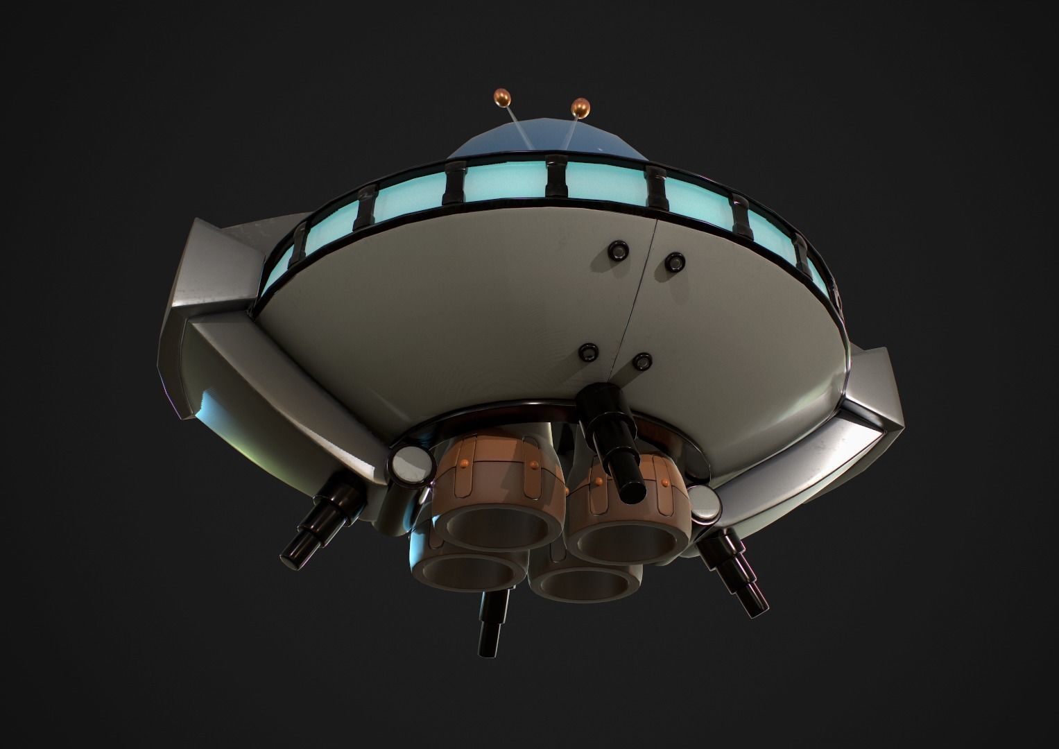 Cartoon Spaceship PBR Low-poly 3D model_5
