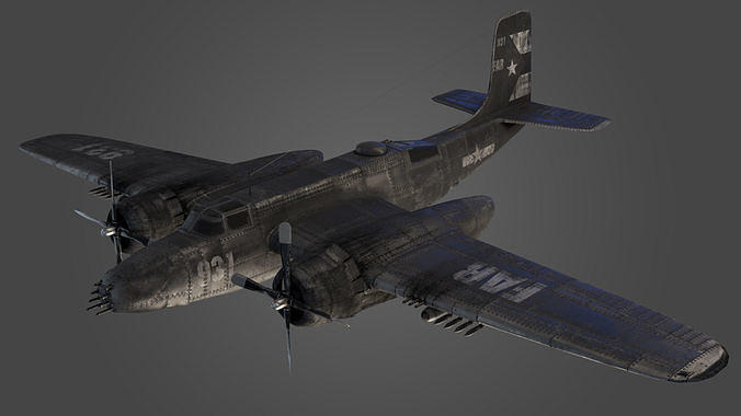 Douglas B-26 Invader Airplane Military 3d Model Low-poly 3D model