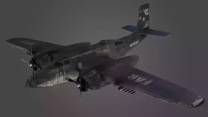 Douglas B-26 Invader Airplane Military 3d Model Low-poly 3D model