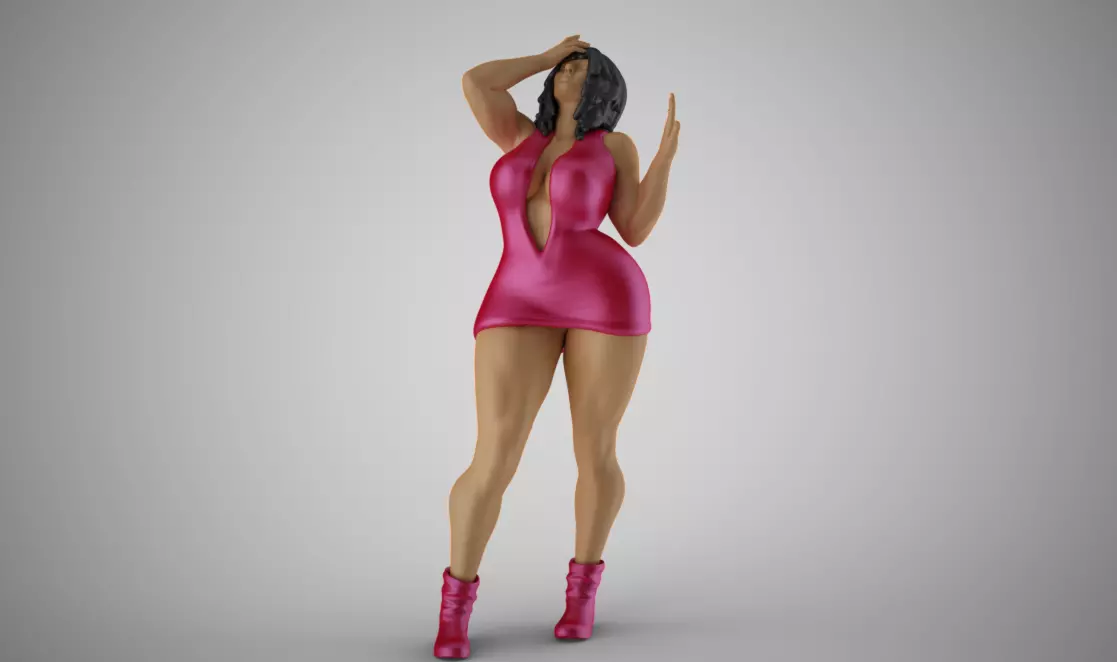 Unwillingness woman in dress 3D print model_0