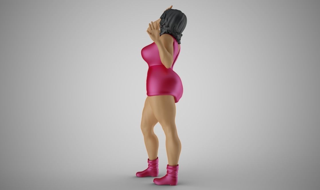 Unwillingness woman in dress 3D print model_5