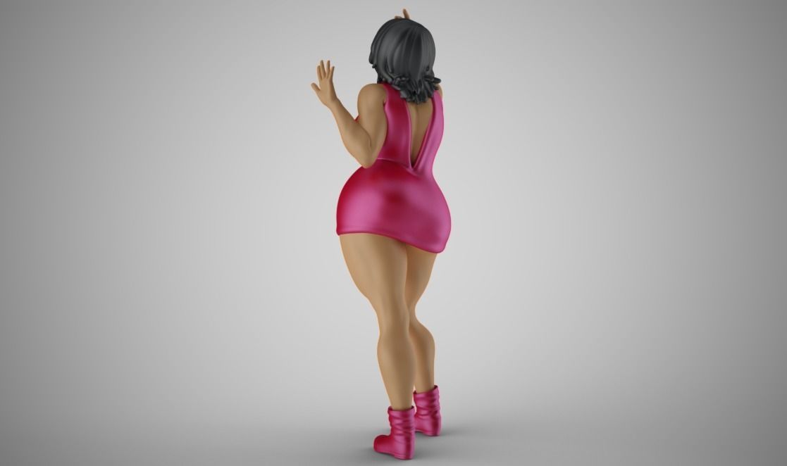 Unwillingness woman in dress 3D print model_6
