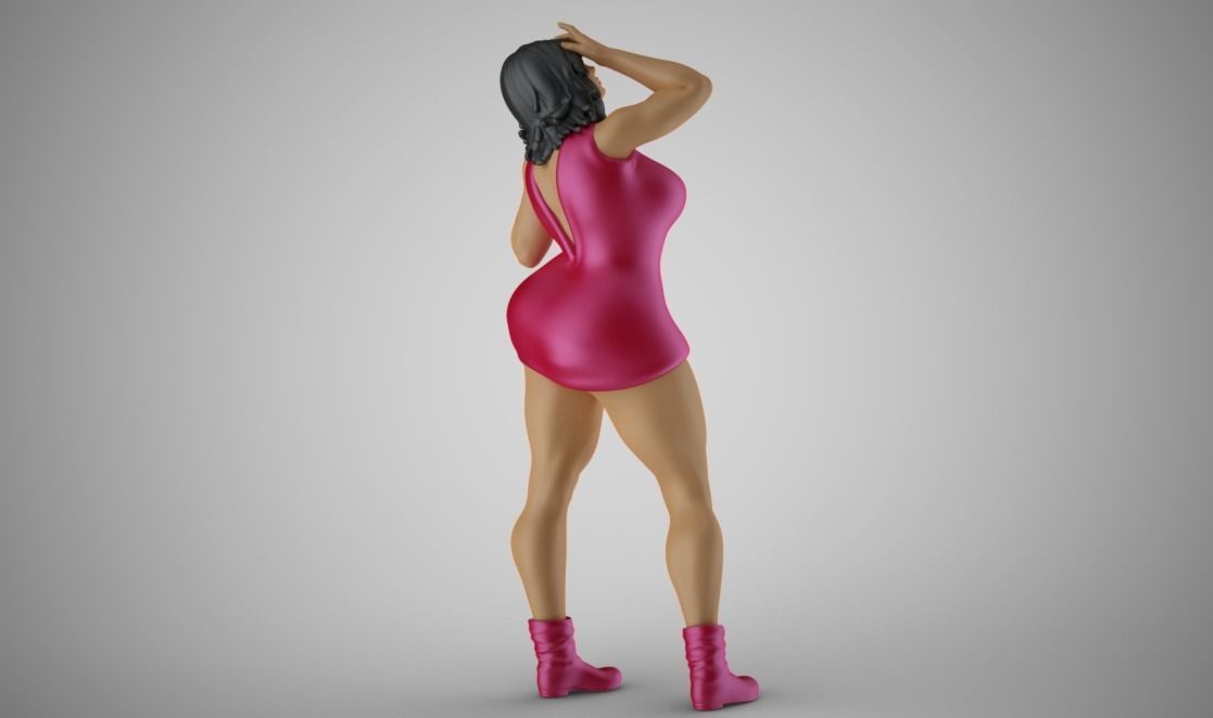 Unwillingness woman in dress 3D print model_8