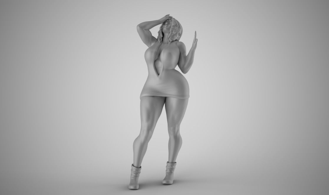 Unwillingness woman in dress 3D print model_2