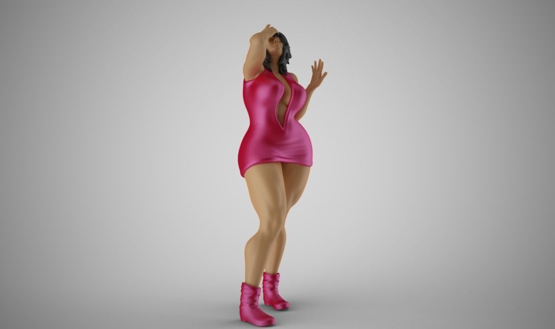 Unwillingness woman in dress 3D print model_10