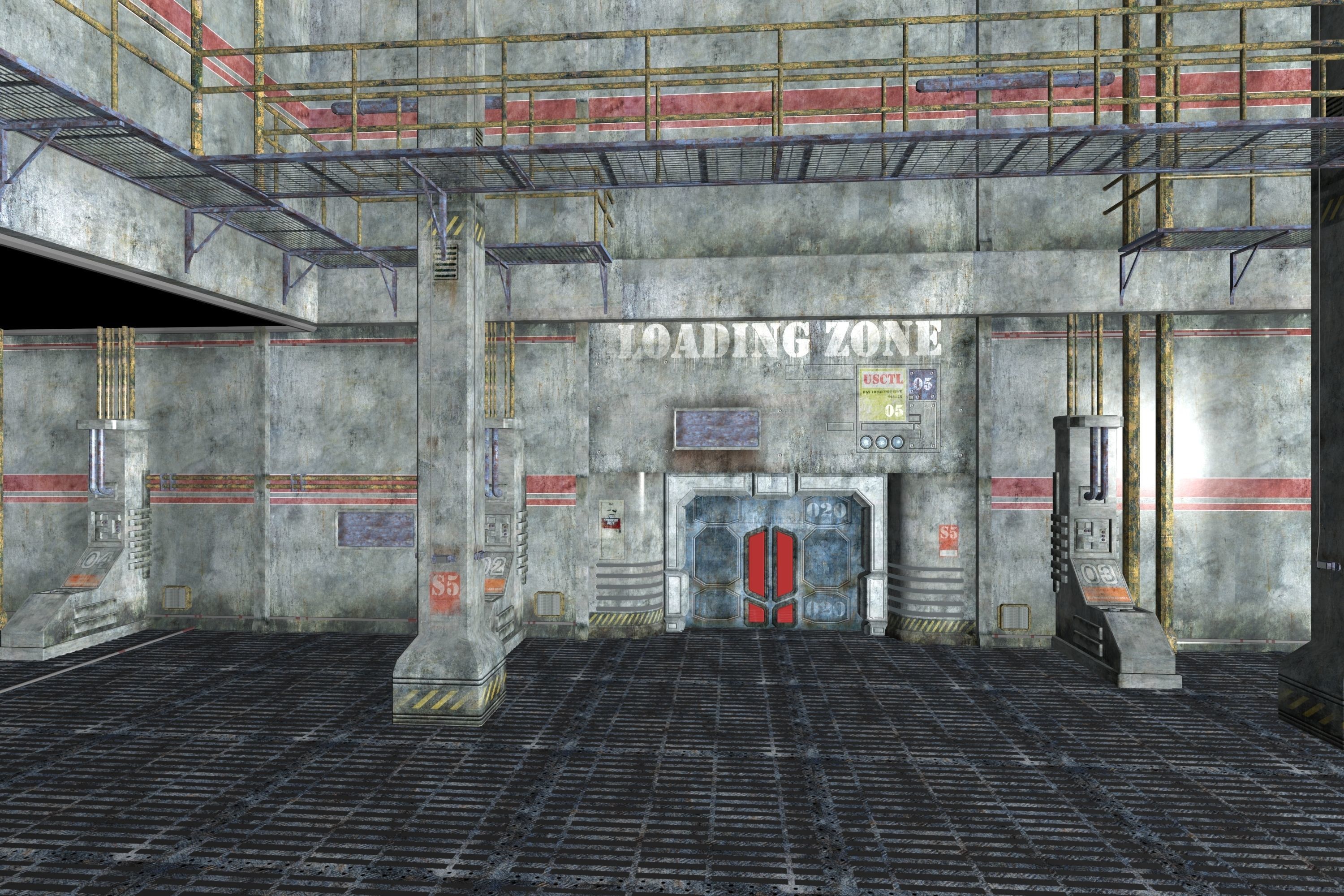 Game Environment Interior Low-poly 3D model_1