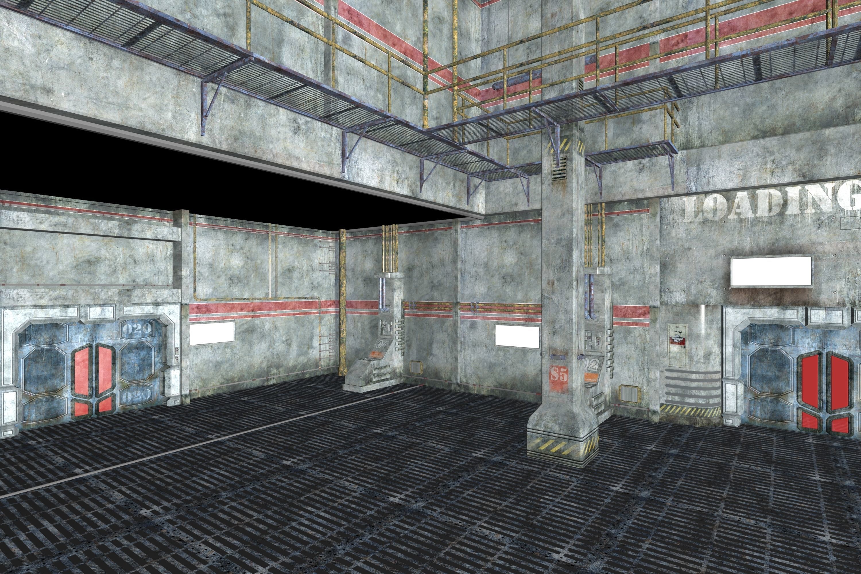 Game Environment Interior Low-poly 3D model_3