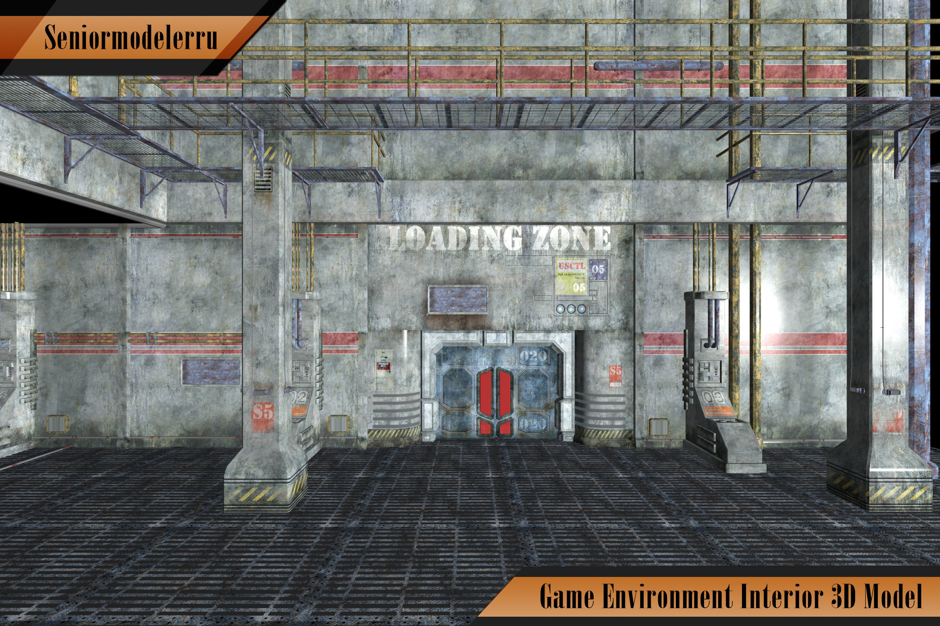 Game Environment Interior Low-poly 3D model_0