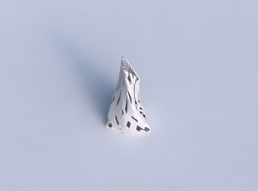 Vase twist grounded tipping triangle with cuts 3D print model_1