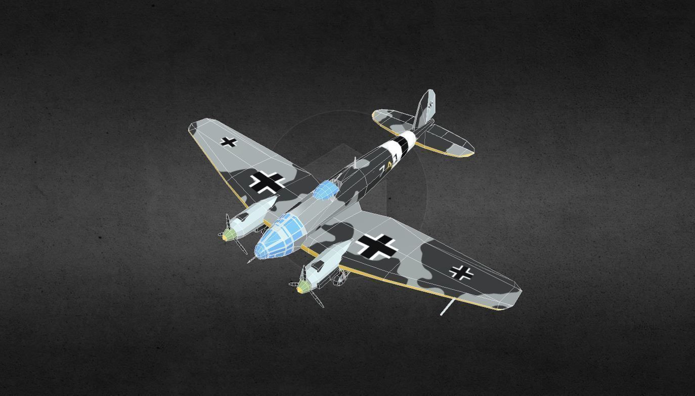 heinkel-he-111 luftwaffe bf Low-poly 3D model_9