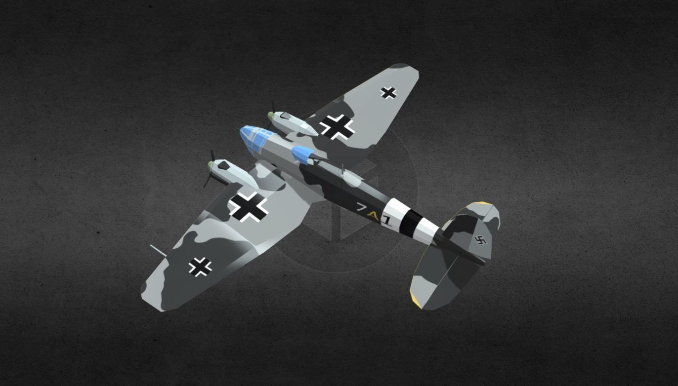 heinkel-he-111 luftwaffe bf Low-poly 3D model_5