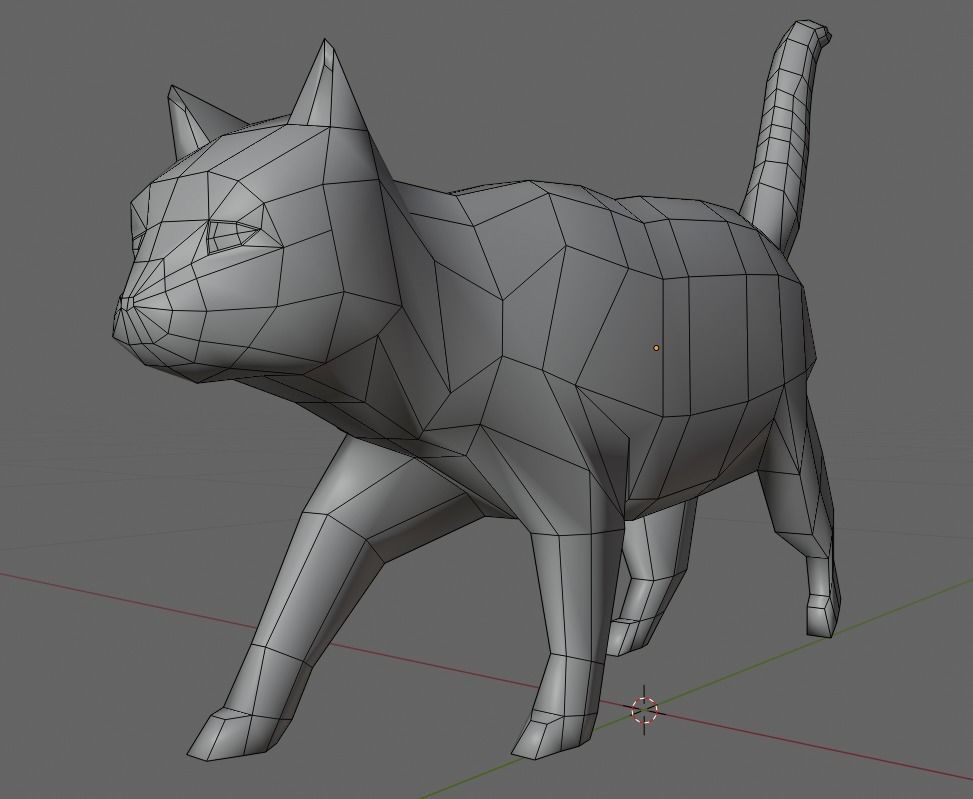 golden cat statuette-low poly Low-poly 3D model_6