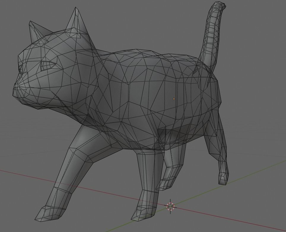golden cat statuette-low poly Low-poly 3D model_7
