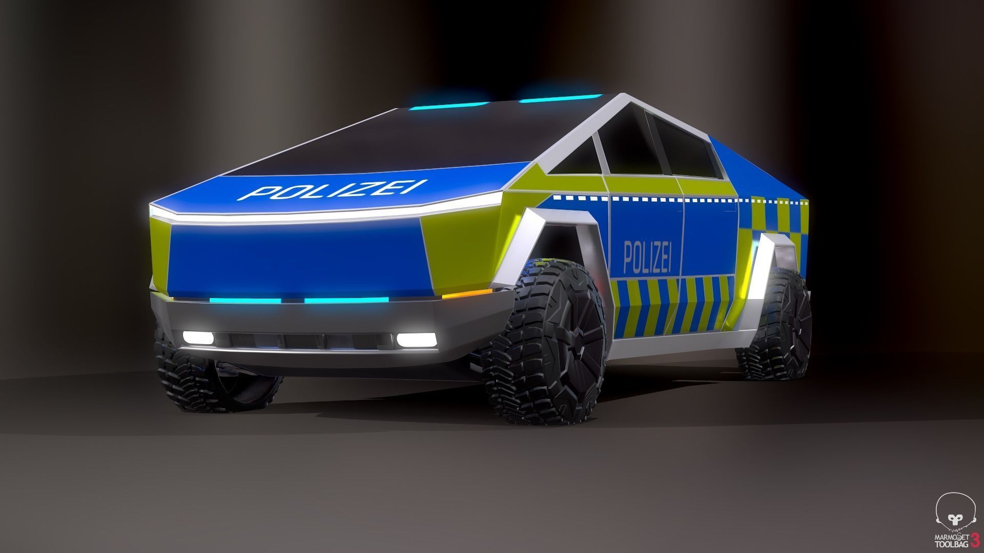 Tesla Cybertruck Police Pack 5 assets  Low-poly 3D model_25