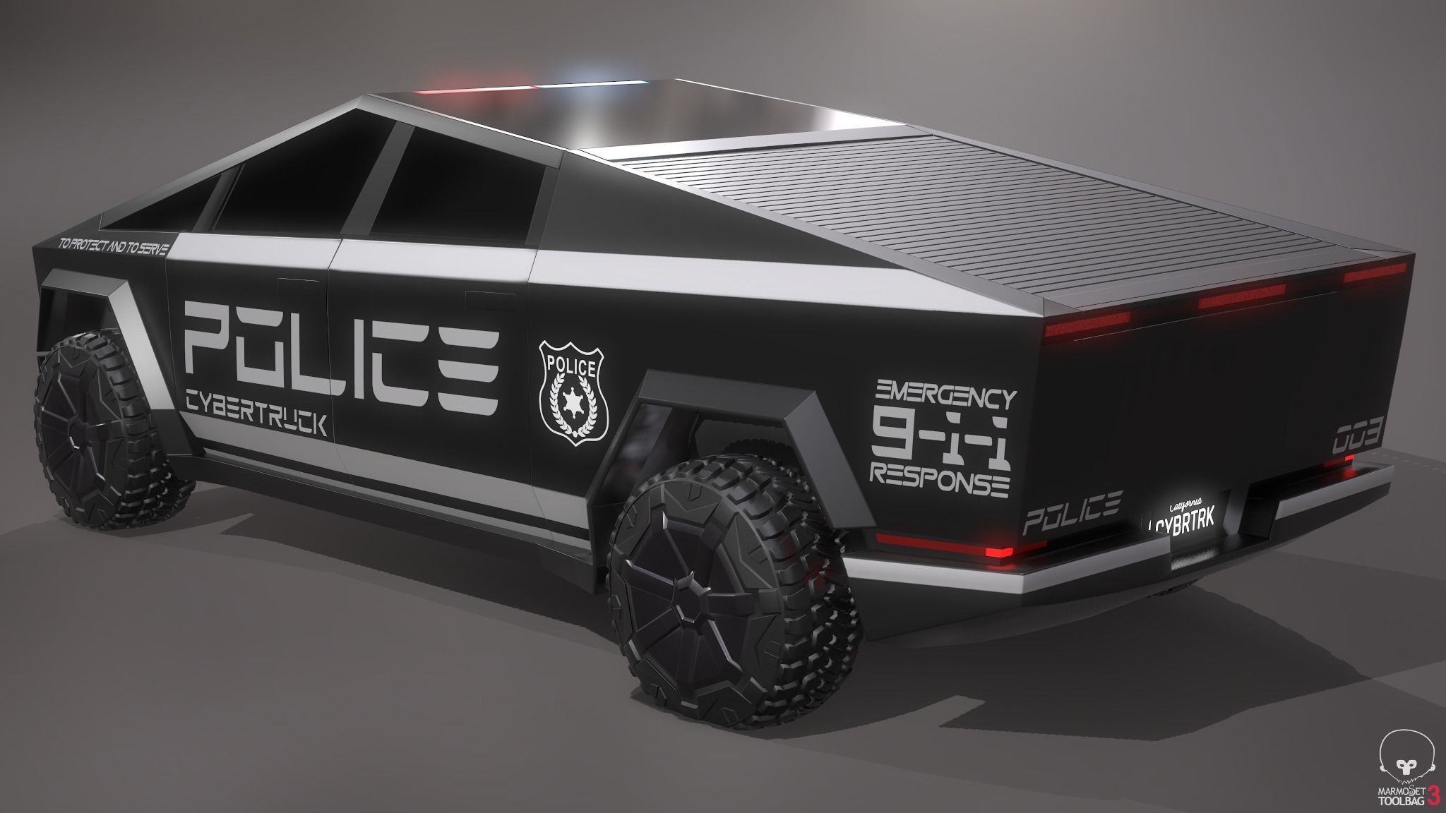 Tesla Cybertruck Police Pack 5 assets  Low-poly 3D model_8