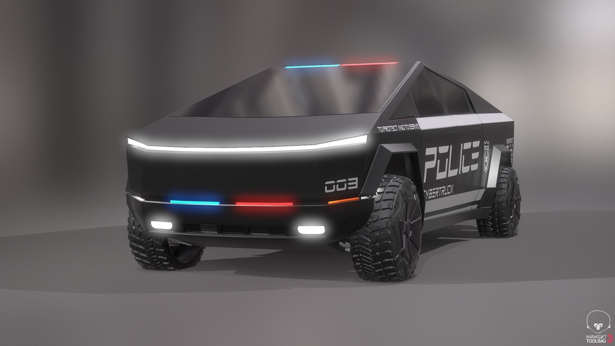 Tesla Cybertruck Police Pack 5 assets  Low-poly 3D model_6