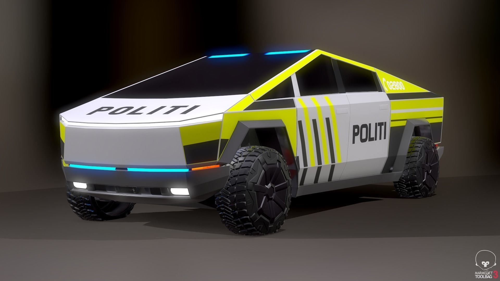 Tesla Cybertruck Police Pack 5 assets  Low-poly 3D model_21