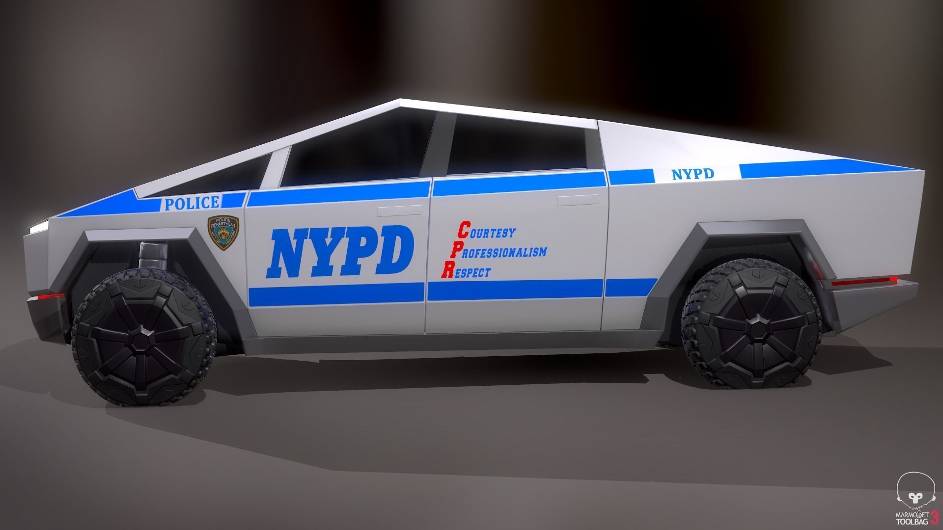 Tesla Cybertruck Police Pack 5 assets  Low-poly 3D model_17