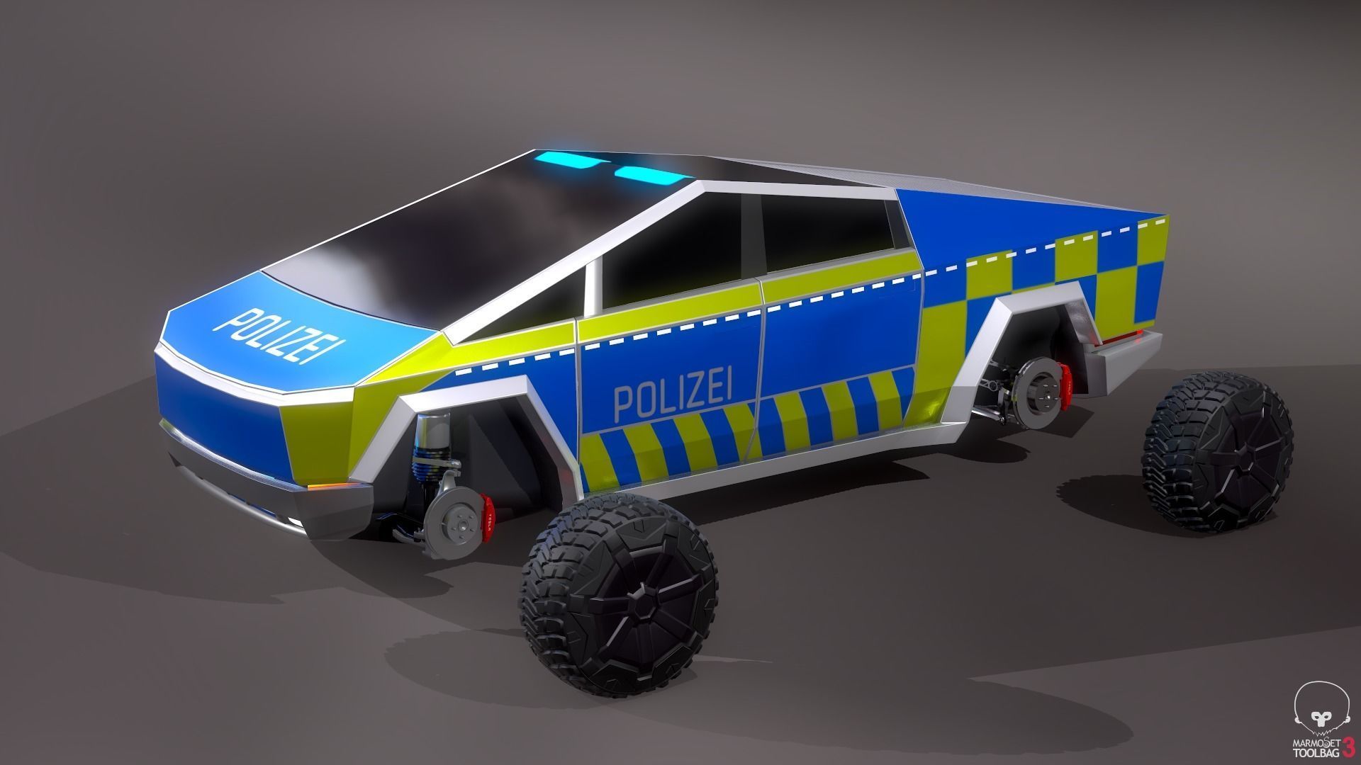 Tesla Cybertruck Police Pack 5 assets  Low-poly 3D model_29