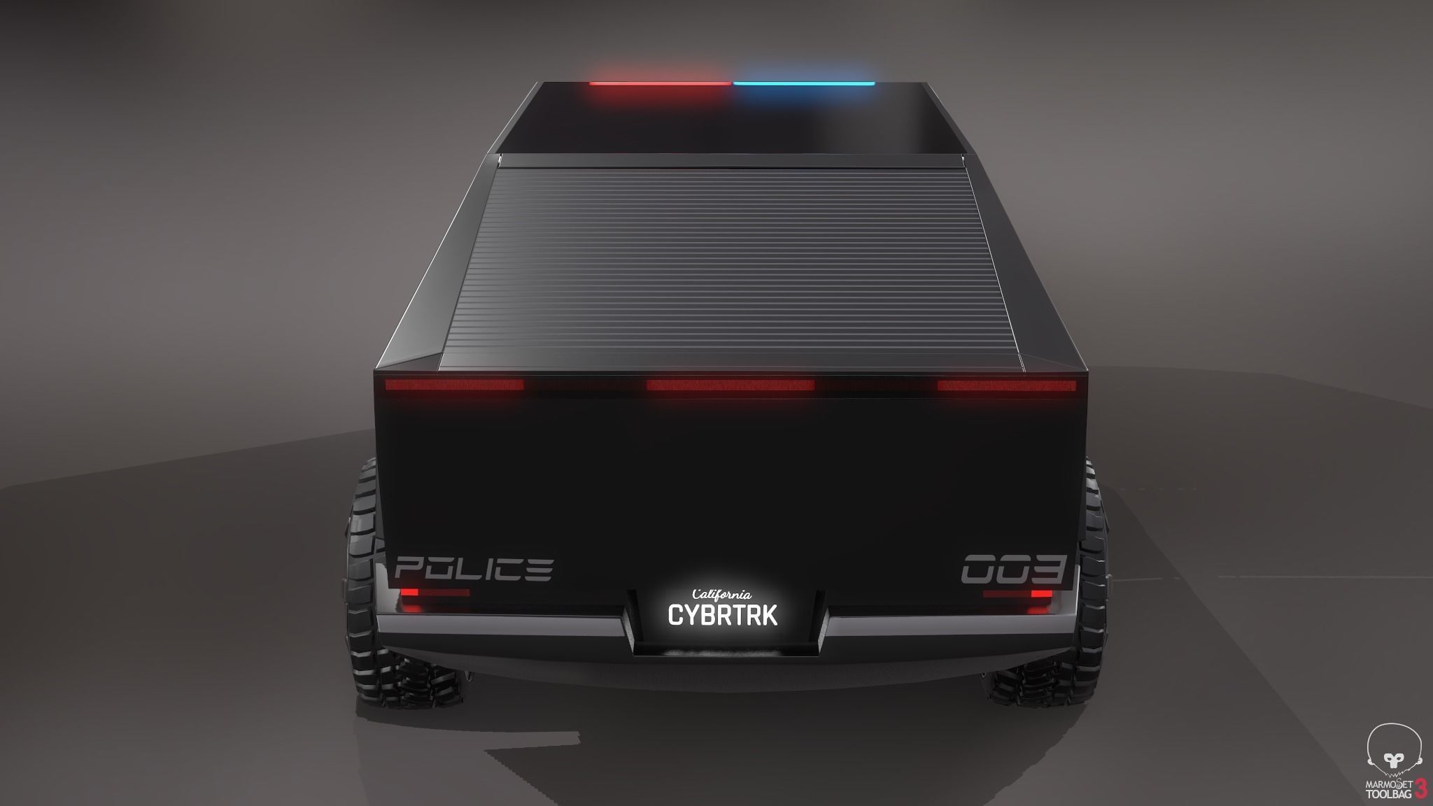 Tesla Cybertruck Police Pack 5 assets  Low-poly 3D model_9