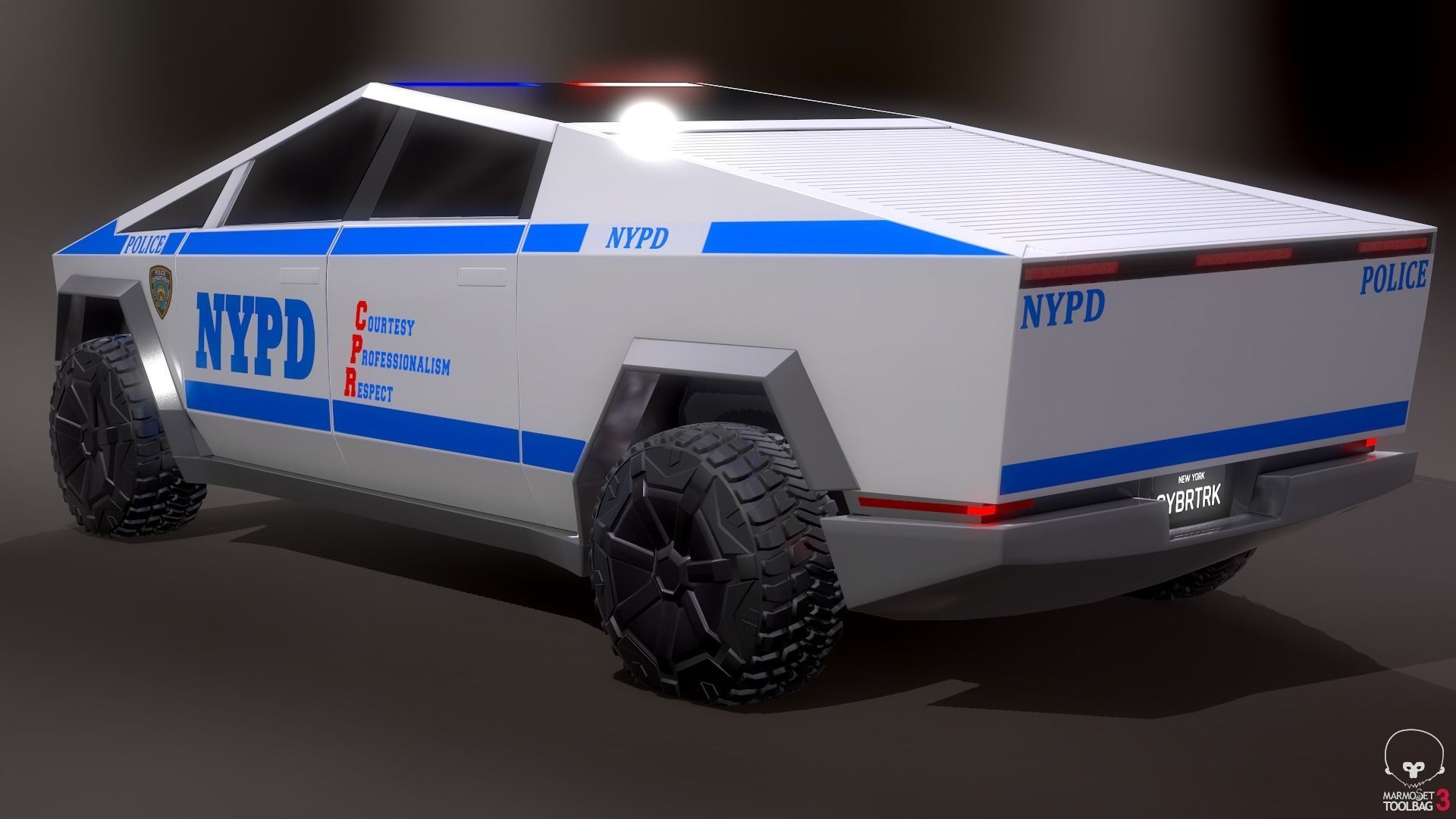 Tesla Cybertruck Police Pack 5 assets  Low-poly 3D model_18
