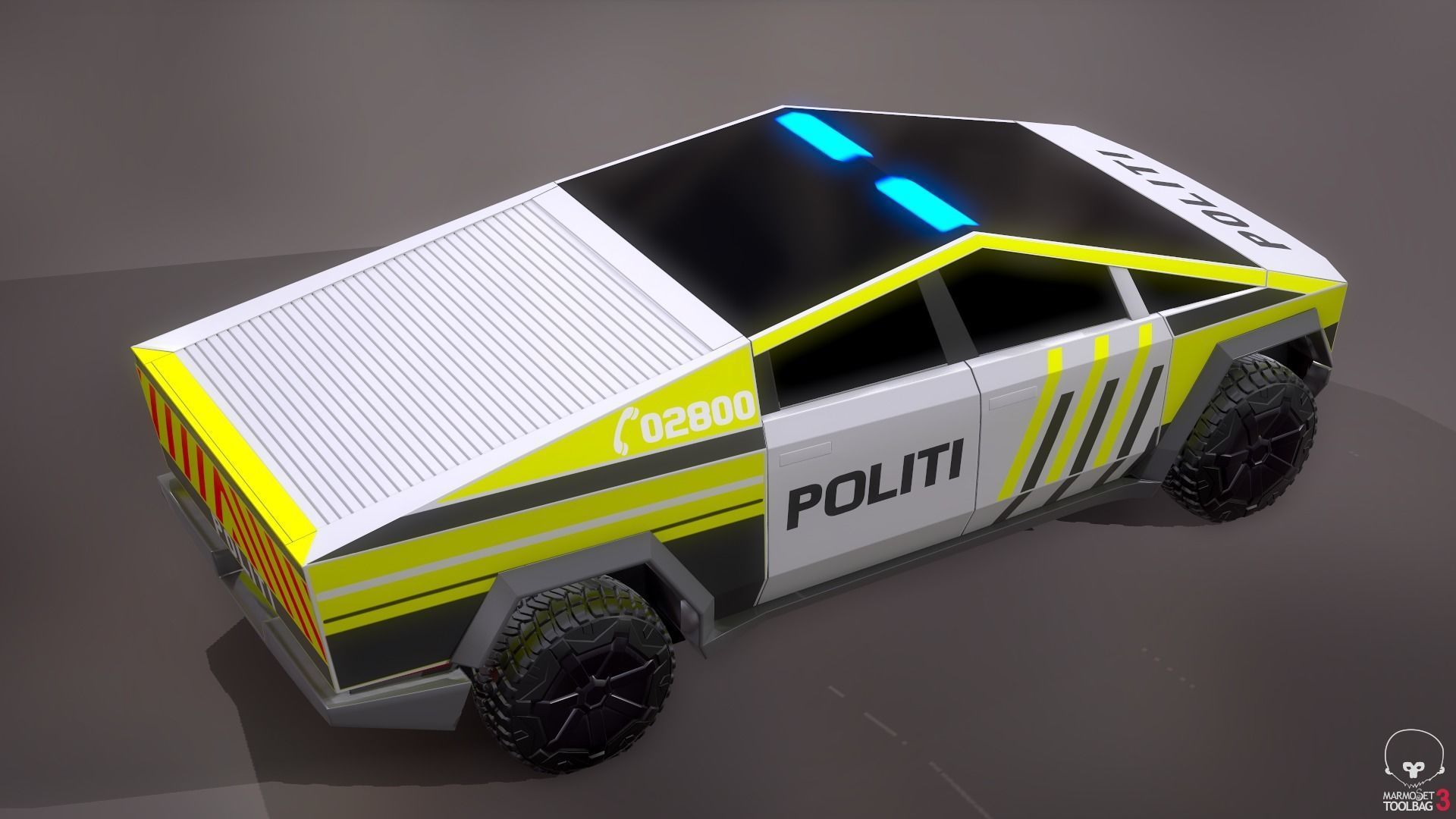 Tesla Cybertruck Police Pack 5 assets  Low-poly 3D model_24