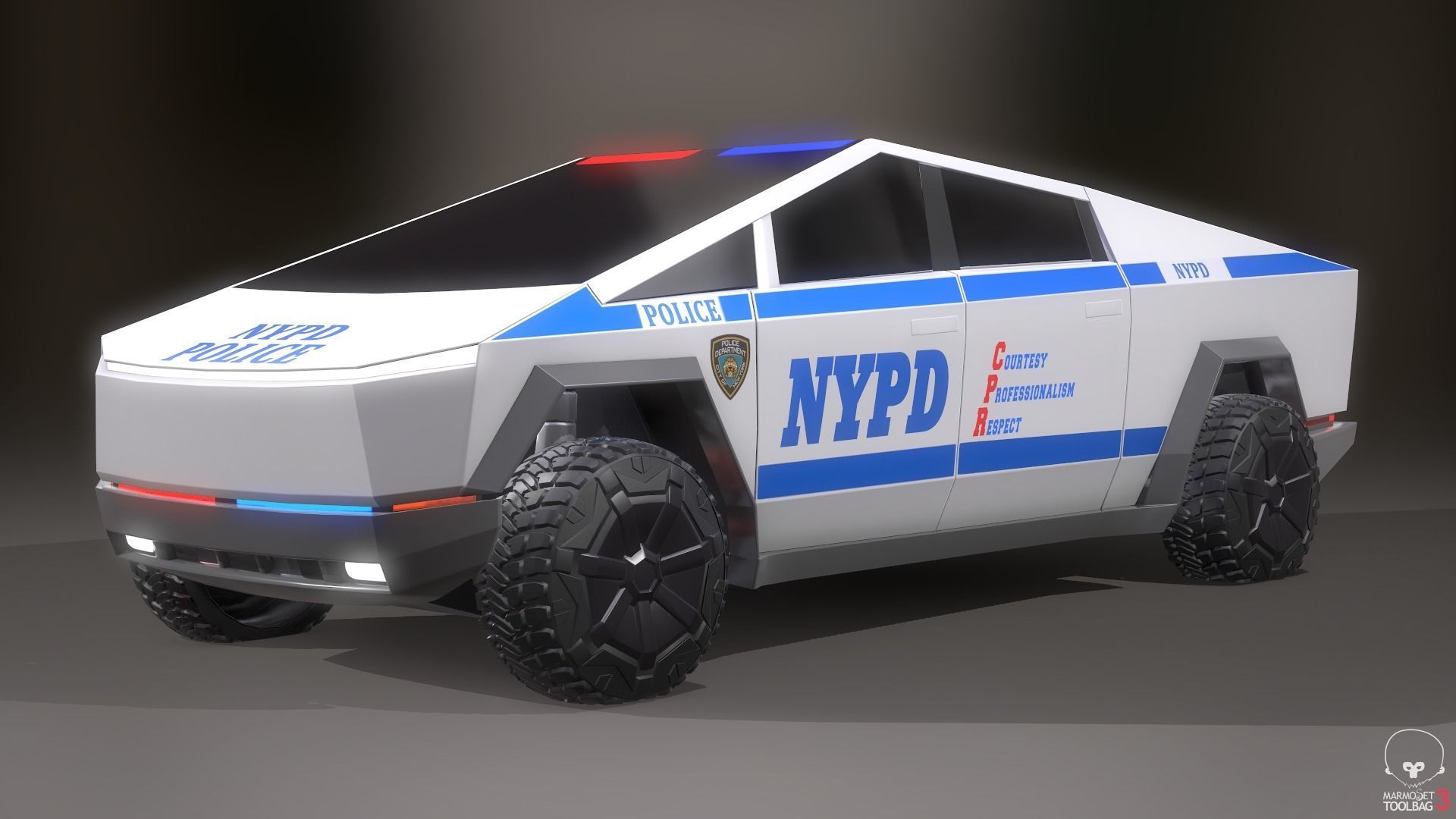 Tesla Cybertruck Police Pack 5 assets  Low-poly 3D model_16