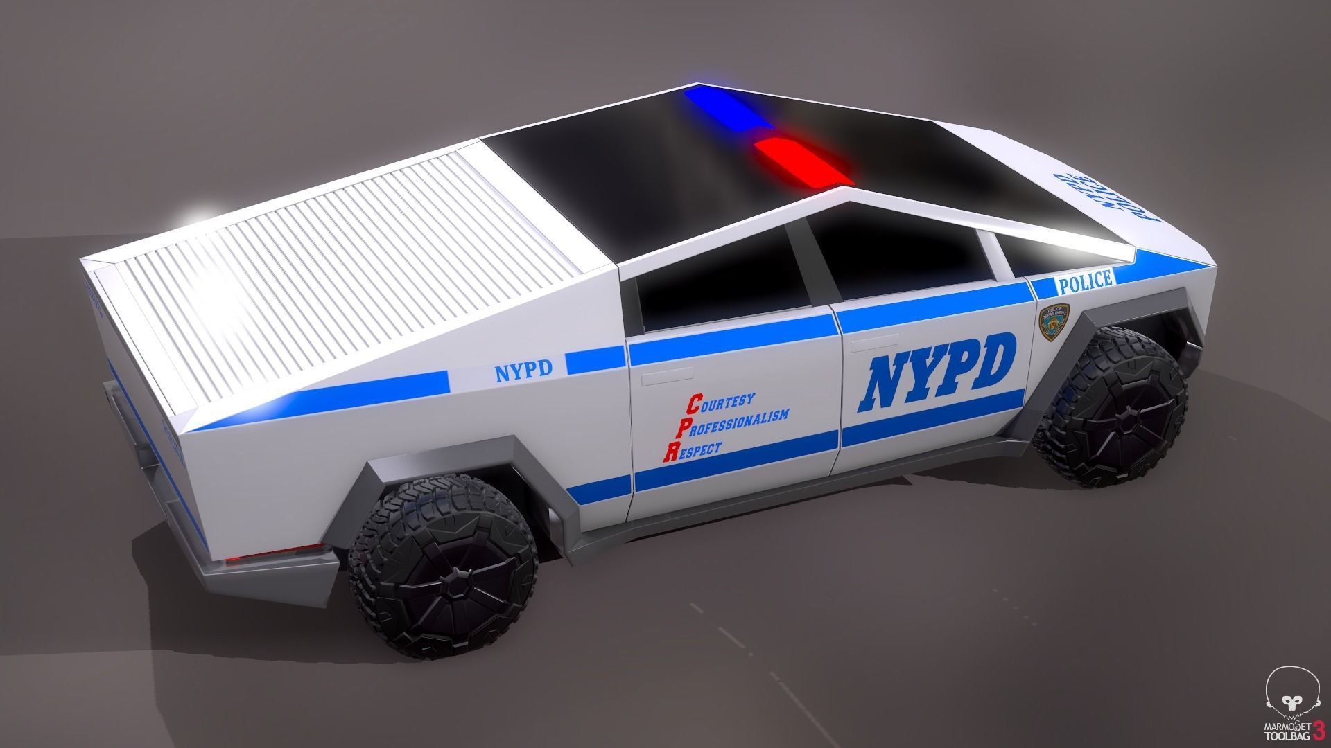 Tesla Cybertruck Police Pack 5 assets  Low-poly 3D model_20
