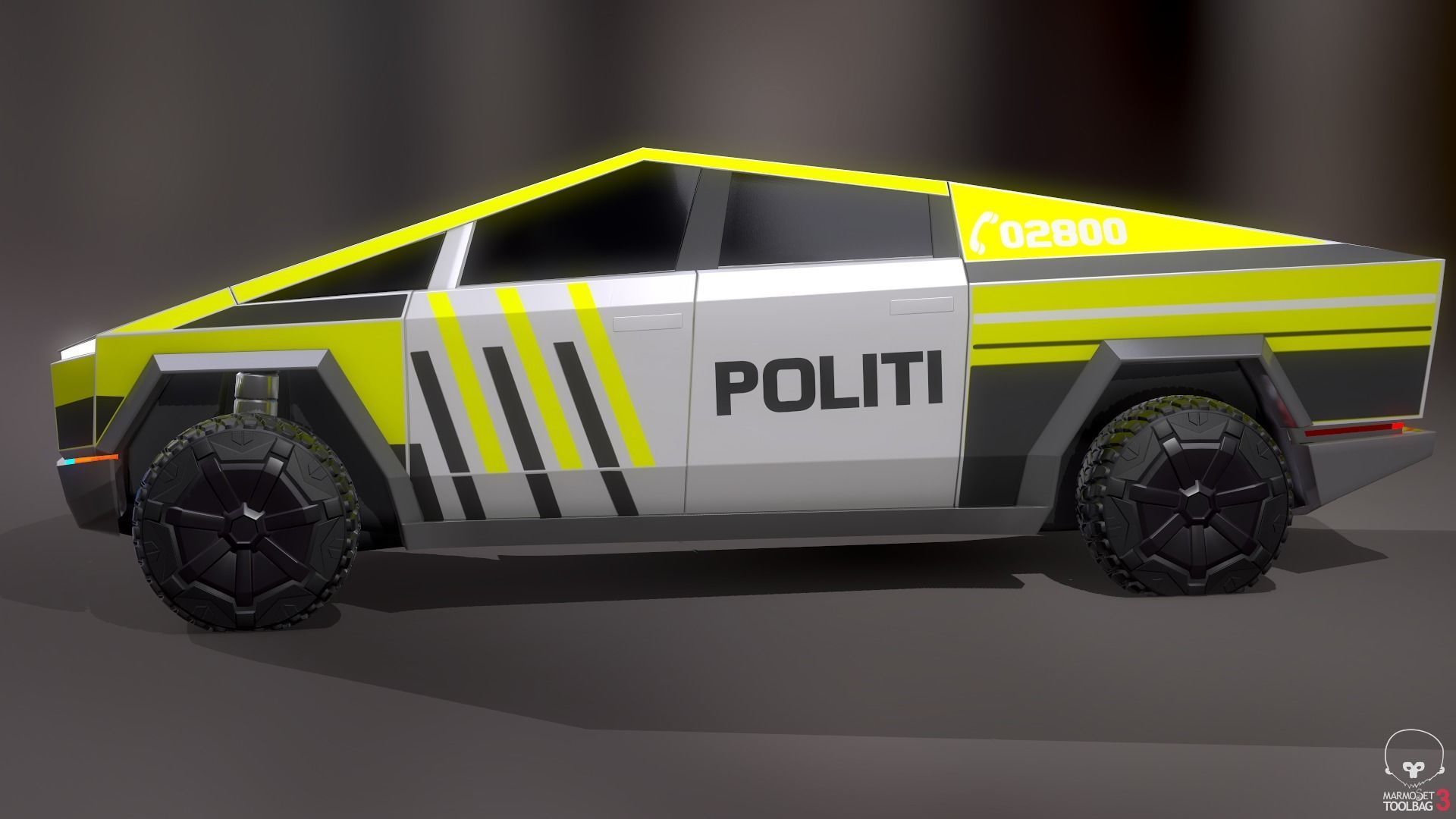 Tesla Cybertruck Police Pack 5 assets  Low-poly 3D model_22