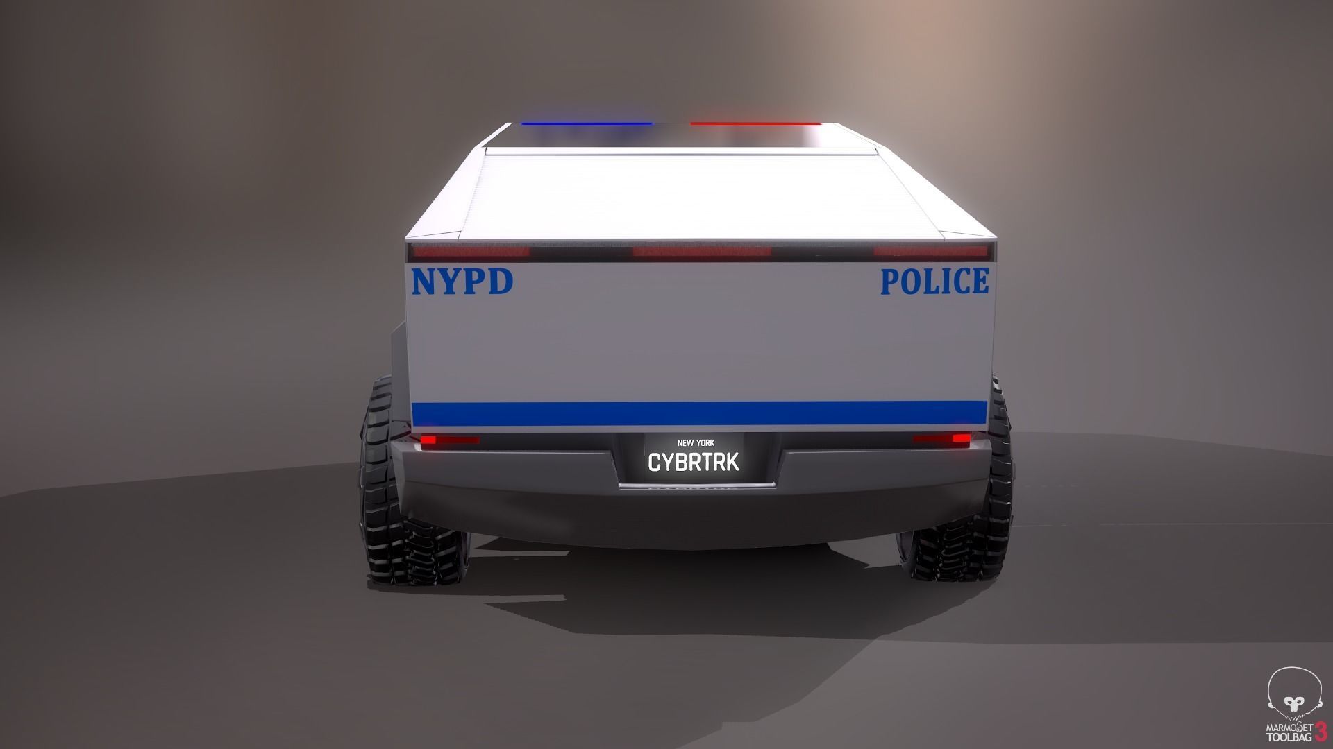 Tesla Cybertruck Police Pack 5 assets  Low-poly 3D model_19