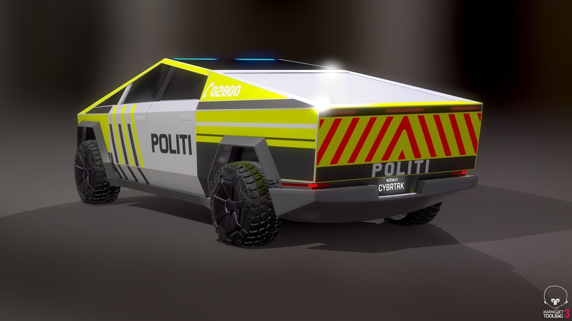 Tesla Cybertruck Police Pack 5 assets  Low-poly 3D model_23