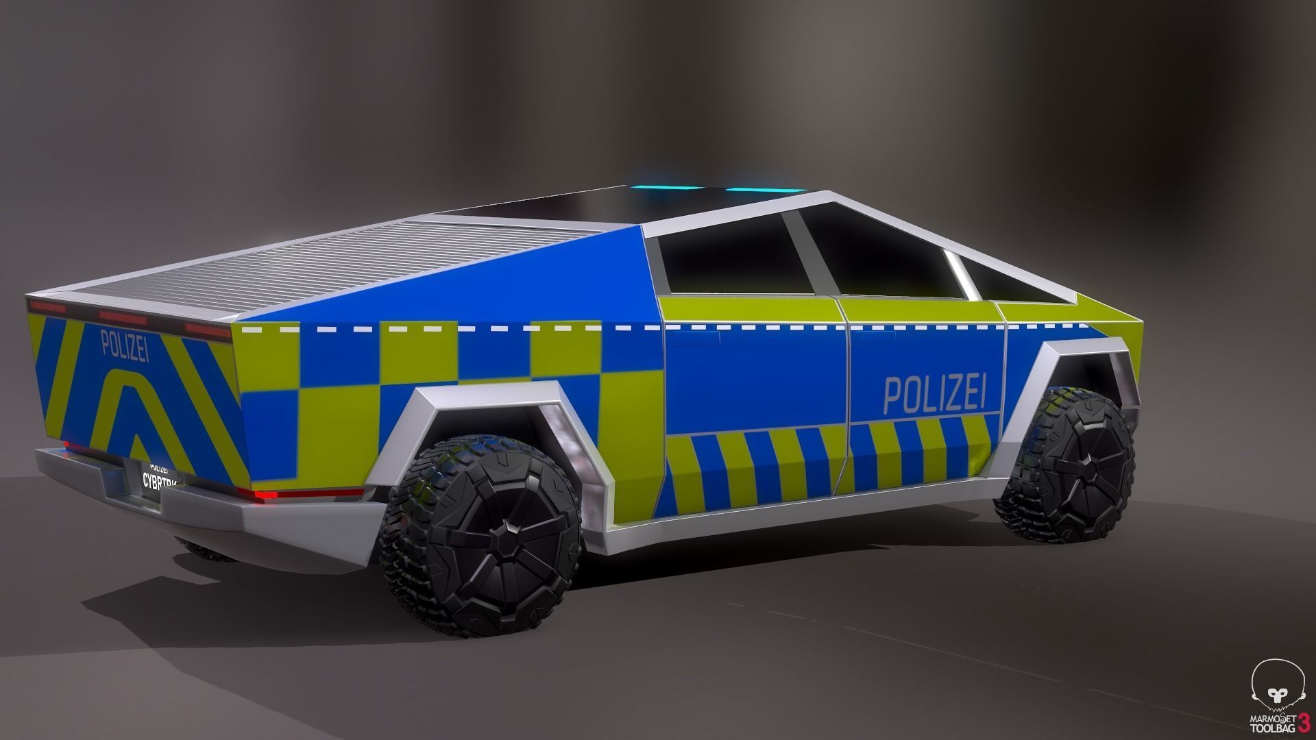 Tesla Cybertruck Police Pack 5 assets  Low-poly 3D model_28