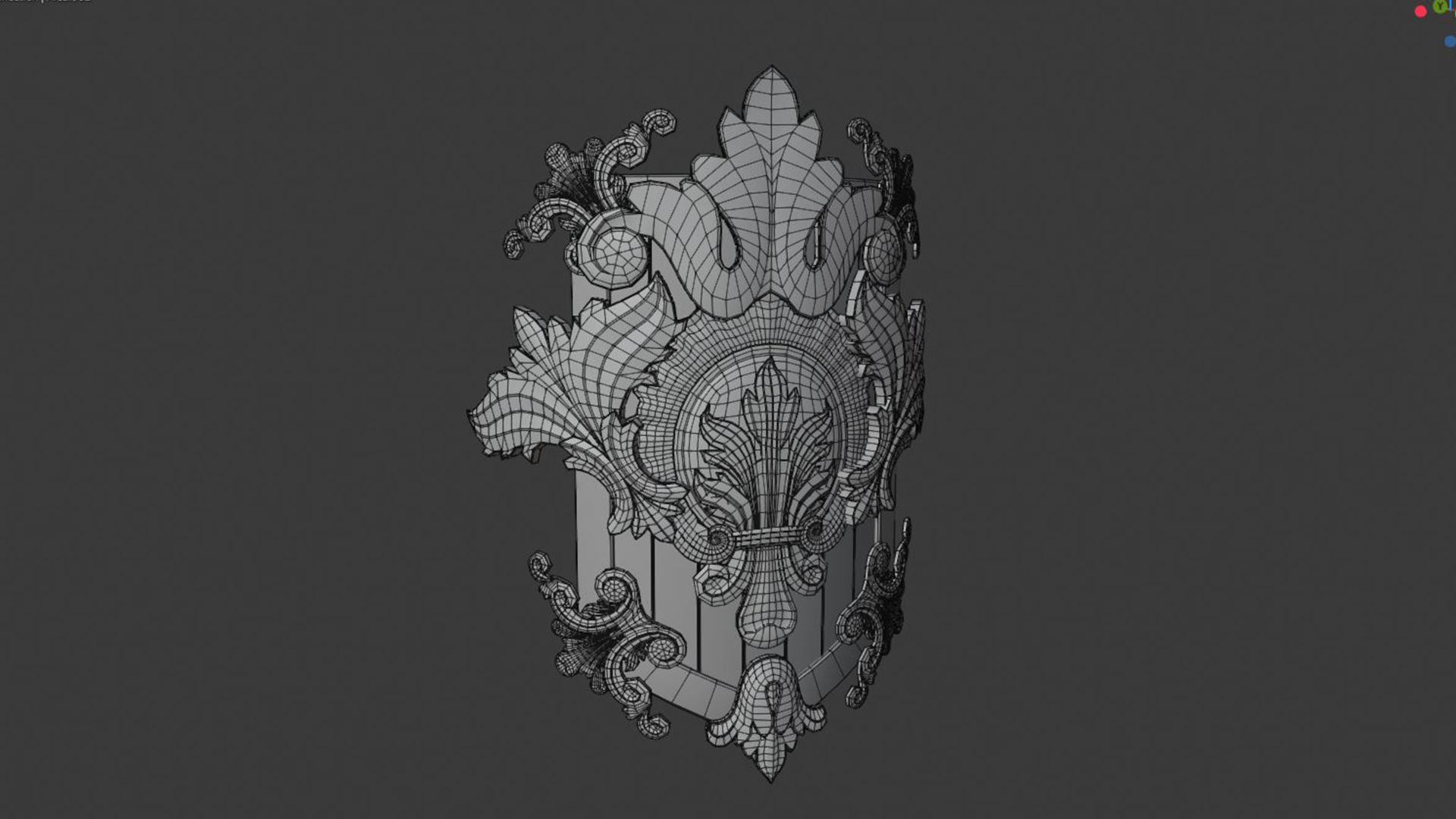 Medieval Royal Shield 3D model_5