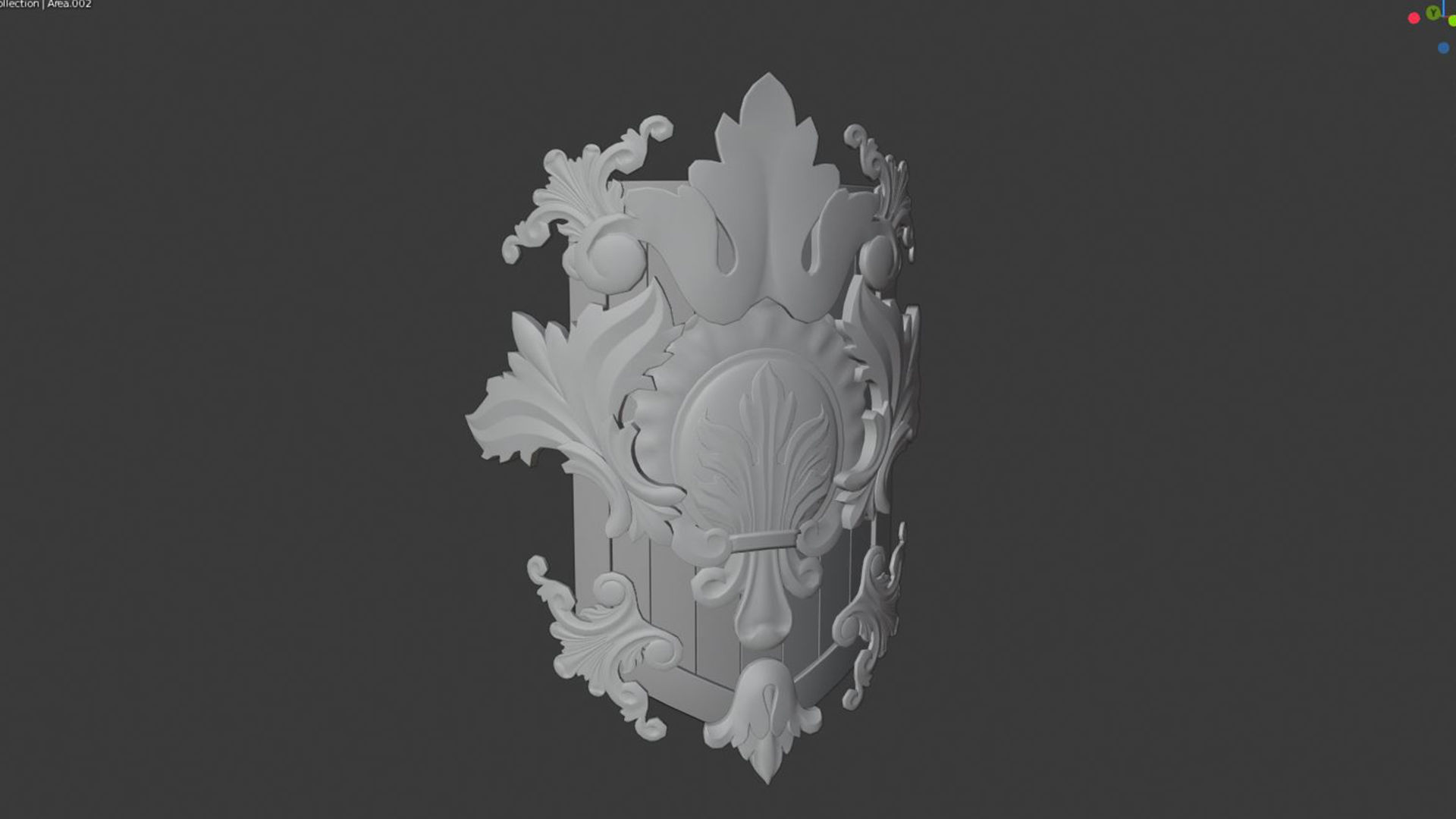Medieval Royal Shield 3D model_4