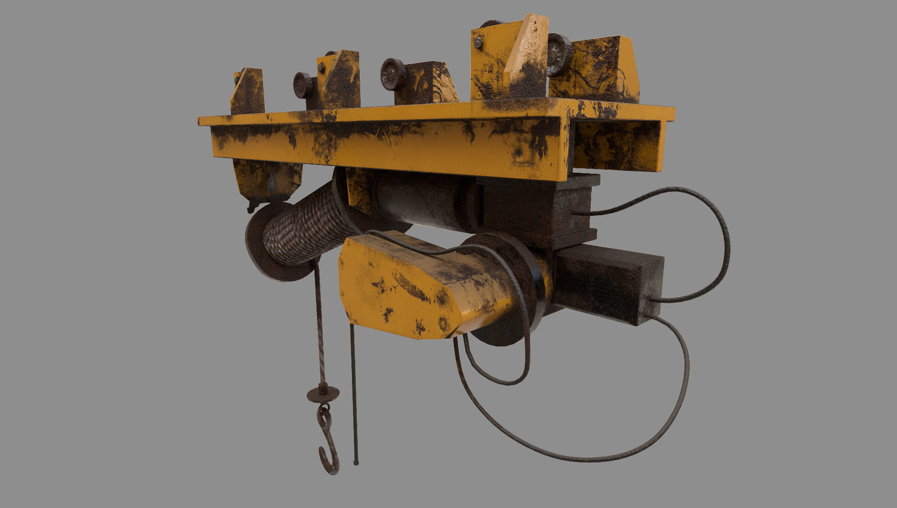 Defect scifi crane  Low-poly 3D model_9