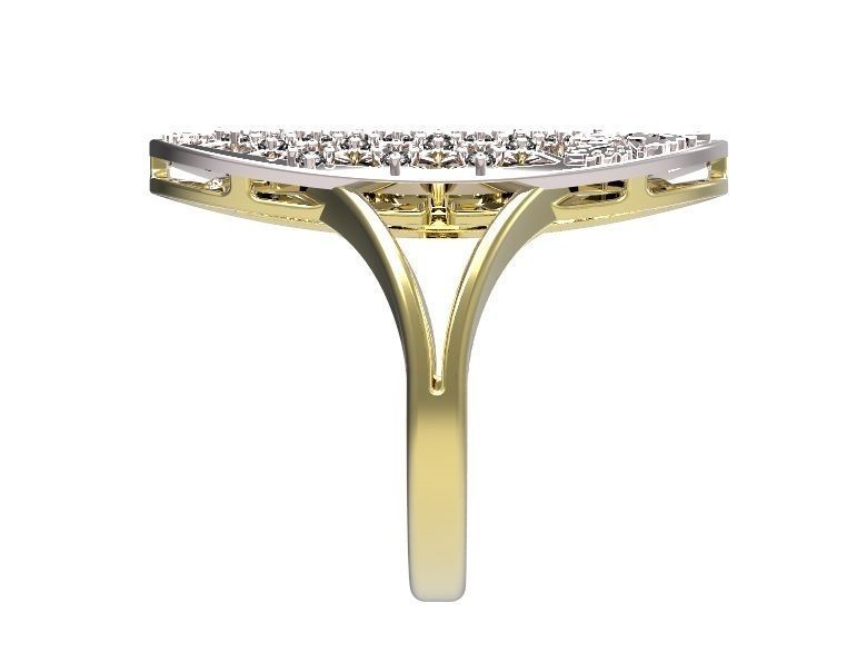 Ring oval with diamonds 3D print model_7