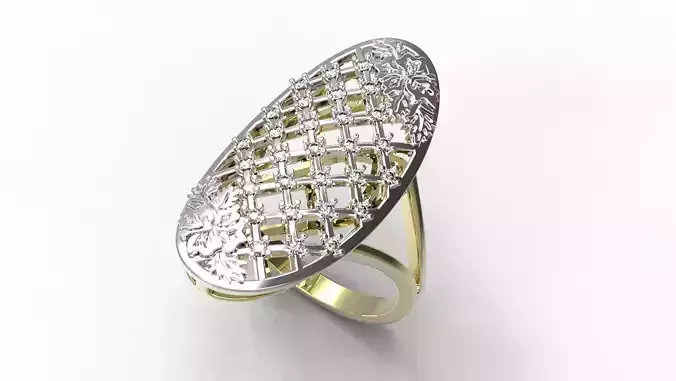Ring oval with diamonds