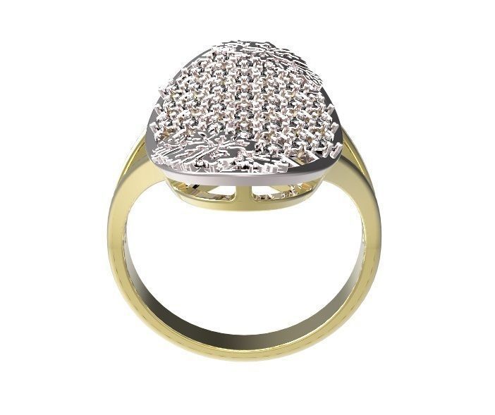 Ring oval with diamonds 3D print model_4
